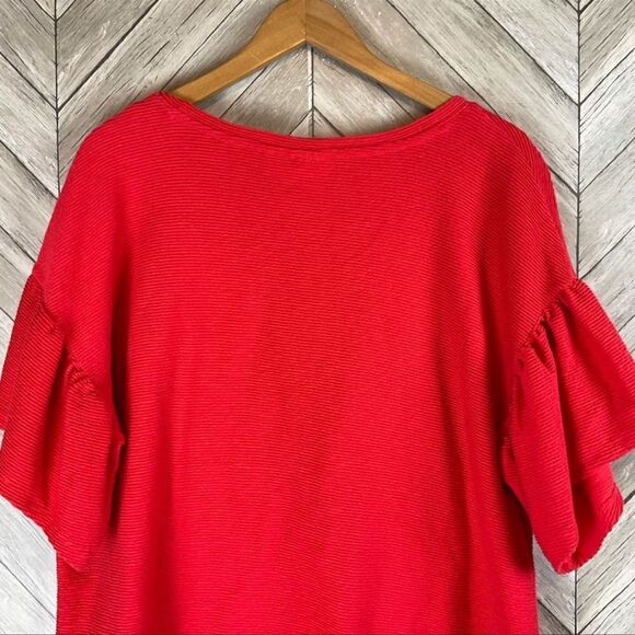 Evri- Women’s Plus Size Flutter Short Sleeve Coral Ribbed Top, Size 1X - Picture 7 of 8